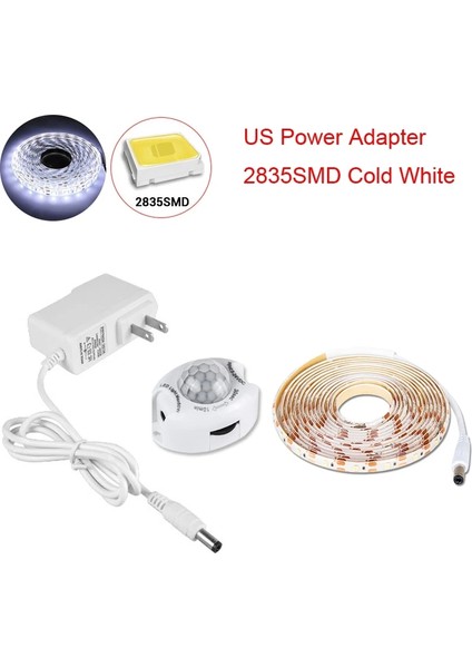 Hareket Sensörü Dolap Altı Işıkları Dolap Mutfak Yatak Acil Gece Lambası Esnek LED Şerit Dc 12V Abd Ab Güç Adaptörü (Yurt Dışından)