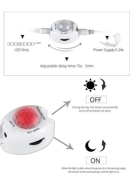 Hareket Sensörü Dolap Altı Işıkları Dolap Mutfak Yatak Acil Gece Lambası Esnek LED Şerit Dc 12V Abd Ab Güç Adaptörü (Yurt Dışından)