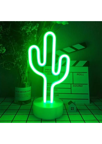 Adet Yeşil LED Kaktüs Neon Işık Tabanlı Dekoratif Yatak Odası Işığı Masaüstü Gece Lambası Düğün Doğum Günü Partisi Dekoru Için Uygun (Yurt Dışından)
