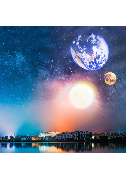 Dünya Ay Prction Lambası Yıldız Prctor Gezegen Prctor Arka Plan Atmosfer LED Gece Lambası Çocuklar Için Yatak Odası Duvar Dekoru (Yurt Dışından)