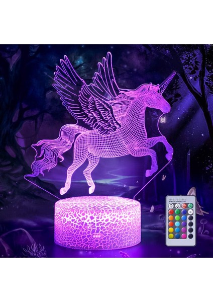 Çocuklar Için Unicorn Gece Lambası 3D Gece Lambası Uzaktan Kumandayla 16 Renk Değişimi Oda Dekoru Çocuklar Kızlar Için Sevgililer Günü (Yurt Dışından) fiyatları