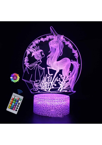 Çocuklar Için Unicorn Gece Lambası 3D Gece Lambası Uzaktan Kumandayla 16 Renk Değişimi Oda Dekoru Çocuklar Kızlar Için Sevgililer Günü (Yurt Dışından) fırsatları