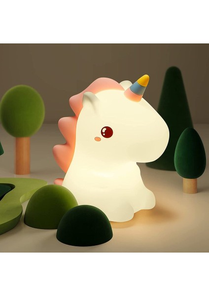 Unicorn Sevimli Silikon LED Gece Lambası Çocuklar Çocuklar Için USB Karikatür Hayvan Yatak Odası Dekoru Dokunmatik Gece Lambası Hediyeler Için (Yurt Dışından)