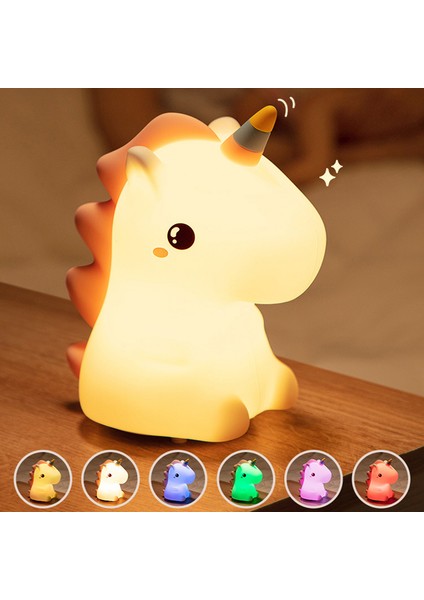 Unicorn Sevimli Silikon LED Gece Lambası Çocuklar Çocuklar Için USB Karikatür Hayvan Yatak Odası Dekoru Dokunmatik Gece Lambası Hediyeler Için (Yurt Dışından)