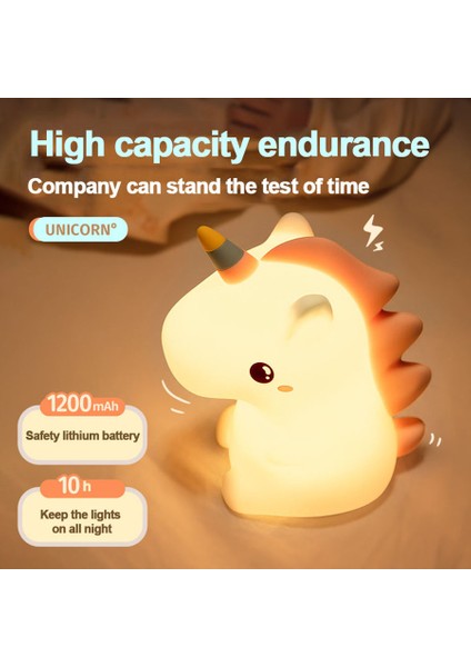 Unicorn Sevimli Silikon LED Gece Lambası Çocuklar Çocuklar Için USB Karikatür Hayvan Yatak Odası Dekoru Dokunmatik Gece Lambası Hediyeler Için (Yurt Dışından)