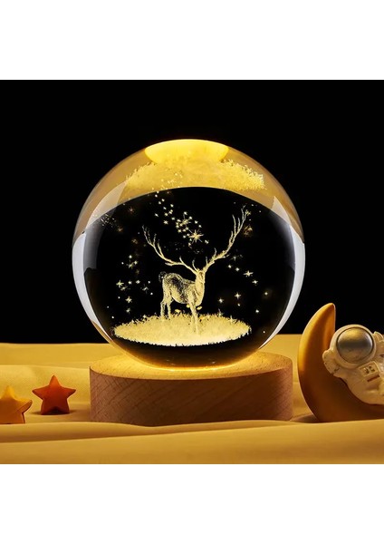 3D Kristal Işıklar Lamba Parlayan Gezegensel Galaksi Gece Lambası Kristal Küre Gece Işıkları Başucu Lambası Ev Dekoru Noel Hediyesi (Yurt Dışından)