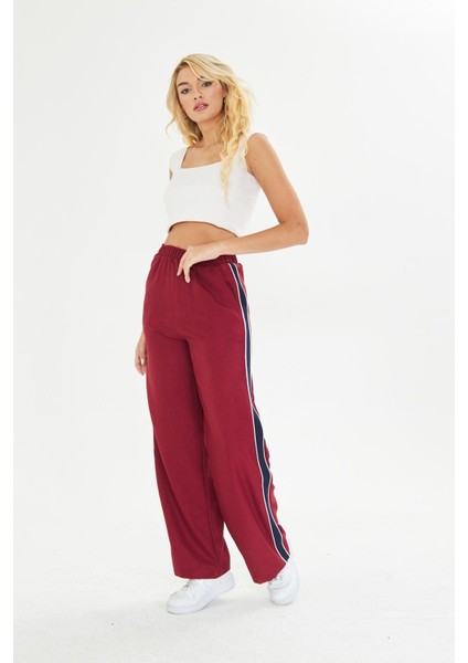 Şeritli Bol Paça Pantolon