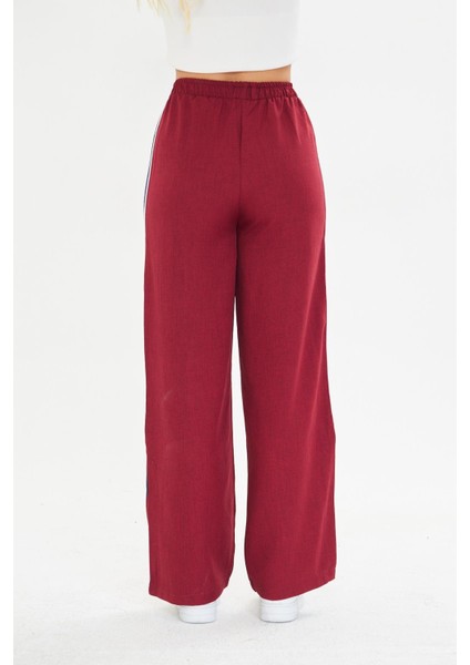 Şeritli Bol Paça Pantolon