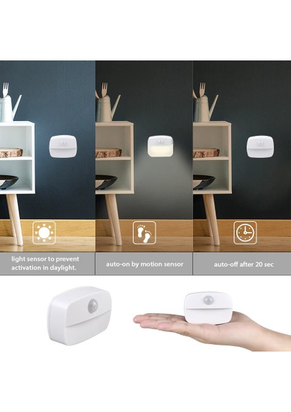 Hareket Sensörlü Mini Gece Lambası Güçlendirilmiş Yatak Odası LED Dolap Işıkları Oda Başucu Koridor Dolap Mutfak Tuvalet Merdiven (Yurt Dışından)