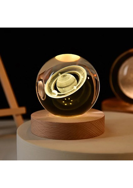 Hediye Festivali USB LED Gece Lambası Galaksi Kristal Küre Lambası 3D Gezegen Ay Lambası Ev Dekorasyonu (Yurt Dışından)