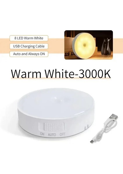Pır Hareket Sensörlü LED Gece Lambası USB Gece Lambası Mutfak Dolabı Gardırop Lambası Merdiven Kablosuz Dolap Lambası (Yurt Dışından)