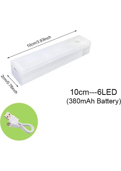 Hareket Sensörlü Işık Kablosuz LED Gece Lambası USB Gece Lambası Mutfak Dolabı Gardırop Lambası Merdiven Arka Aydınlatması (Yurt Dışından)