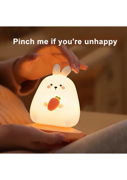 Çocuk Yatak Odası Için LED Gece Lambaları Sevimli Hayvan Domuz Tavşan Lamba Dokunmatik Sensör Kısılabilir Çocuk Tatil Hediye USB (Yurt Dışından)