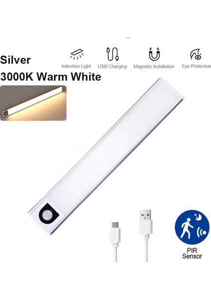 Ultra Ince LED Dolap Işığı Hareket Sensörlü Işık USB Gece Işıkları Indüksiyon Lambası Gardırop Dolap Mutfak Aydınlatması (Yurt Dışından)