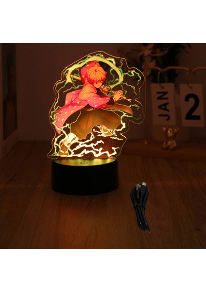 Anime Figürleri 3D Lamba Tanjirou Nezuko Zenitsu LED Gece Lambası Uzaktan Kumanda Akıllı Dokunmatik Lamba Oda Dekoru Doğum Günü Noel Hediyesi (Yurt Dışından)