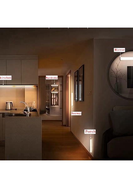 LED Hareket Sensörlü Işık Kablosuz LED Gece Lambası Tip C Işık Dolap Gardırop Lambası Merdiven Arka Aydınlatması Mutfak Için (Yurt Dışından)