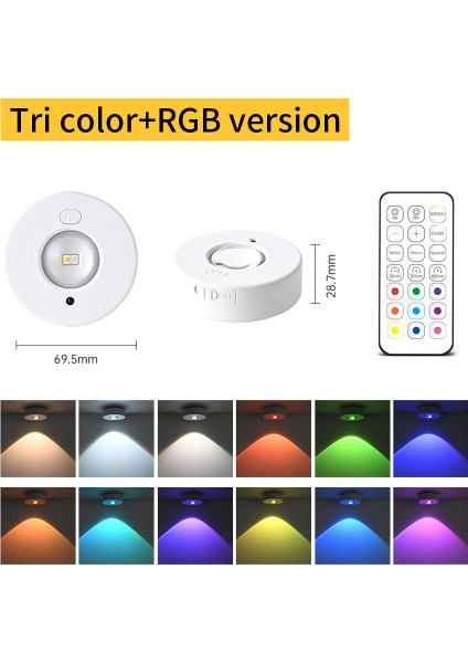Rgb Beyaz LED Gece Lambası Ir Uzaktan Kumandalı Lamba Kablosuz Dolap Altı Işıkları Vitrin Dolabı Için Spot Işığı (Yurt Dışından)