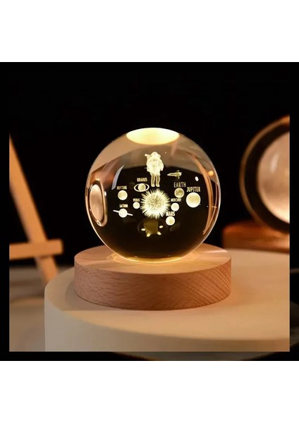 3D Kristal Işıklar Lamba Parlayan Gezegensel Galaksi Gece Lambası Kristal Küre Gece Işıkları Başucu Lambası Ev Dekoru Noel Hediyesi (Yurt Dışından)