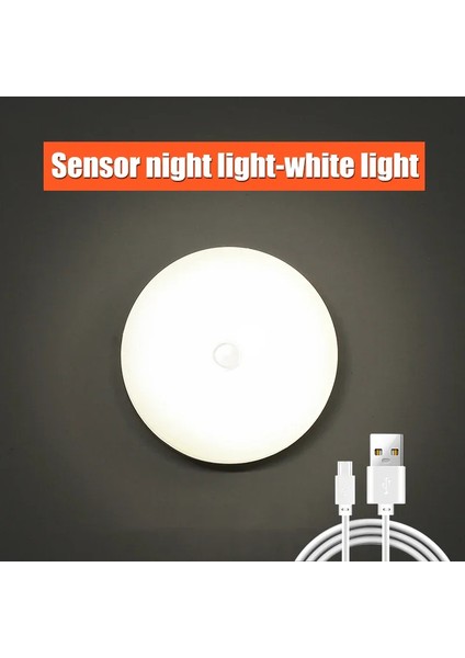 Pır Hareket Sensörlü LED Gece Lambası USB Gece Lambası Mutfak Dolabı Gardırop Lambası Merdiven Kablosuz Dolap Lambası (Yurt Dışından)