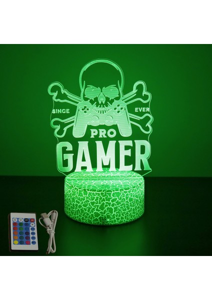 Neon Gamer 3D Lamba LED Gece Lambası Oyun Kurulumu Rgb Çocuk Lambaları Oyuncu Odası Dekorasyonu Yatak Odası Masa Lambası Kişiselleştirilmiş Hediyeler (Yurt Dışından)