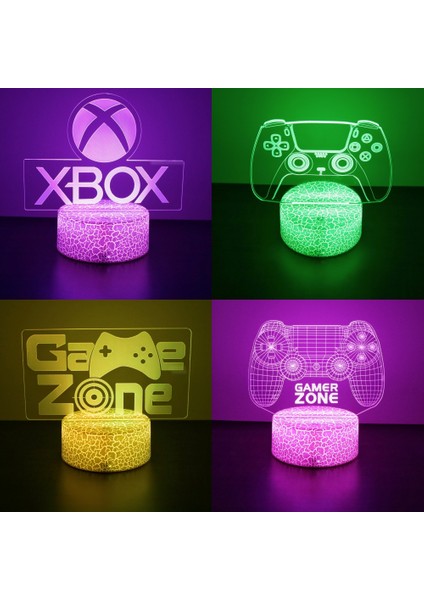 Neon Gamer 3D Lamba LED Gece Lambası Oyun Kurulumu Rgb Çocuk Lambaları Oyuncu Odası Dekorasyonu Yatak Odası Masa Lambası Kişiselleştirilmiş Hediyeler (Yurt Dışından)