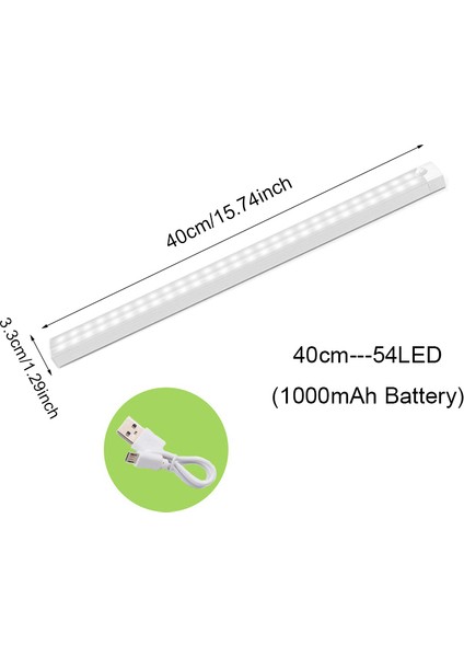 Hareket Sensörlü Işık Kablosuz LED Gece Lambası USB Gece Lambası Mutfak Dolabı Gardırop Lambası Merdiven Arka Aydınlatması (Yurt Dışından)
