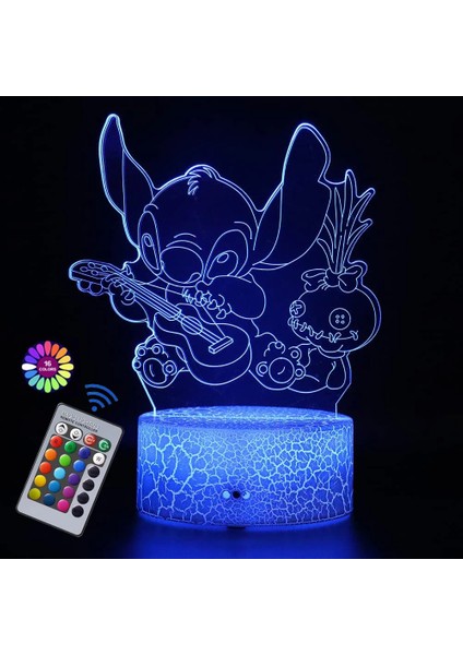 Stitch Lamp 16 Renk 3D Gece Lambası Uzaktan Kumandalı Oda Dekoru Sevgililer Günü Yıldönümü Doğum Günü Hediyesi Noel Hediyeleri (Yurt Dışından) fırsatları