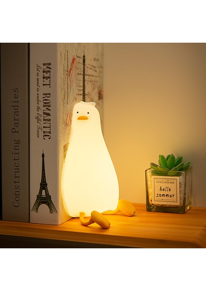 Silikon Yatar Yatar Ördek Gece Lambası Sevimli Sarı Ördek 3 Seviyeli Işıklı Başucu Masası Dokunmatik Gece Lambası Çocuk Odası Kawaii Dekorasyonu (Yurt Dışından)