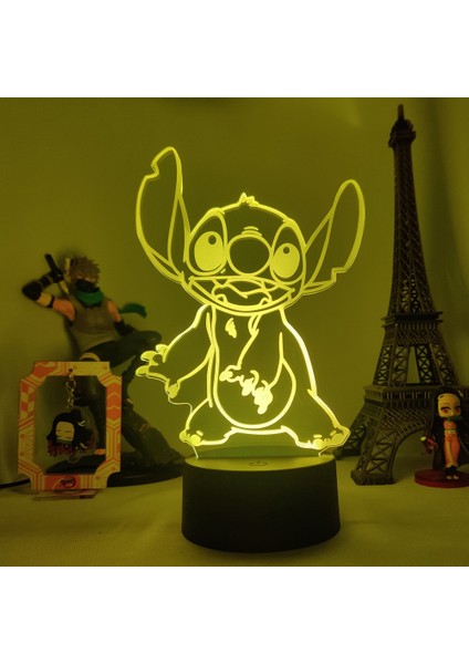 Lilo & Stitch Karikatür 7/16 Renk Yaratıcı 3D Lamba Anime Figürü LED Gece Lambası Dokunmatik Masa Lambası Süsleri Çocuk Oyuncakları Hediyeler (Yurt Dışından)