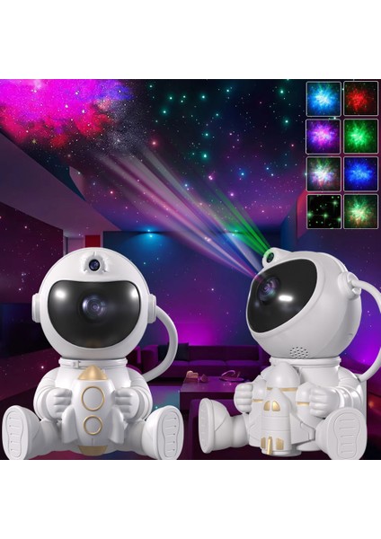 Roket Astronot LED Yıldız Galaksiler Prctor Gece Lambası Yıldızlı Gökyüzü Projektörleri Lamba Dekorasyon Yatak Odası Dekoru Çocuklar Hediye (Yurt Dışından)