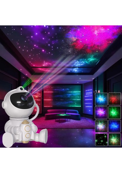Roket Astronot LED Yıldız Galaksiler Prctor Gece Lambası Yıldızlı Gökyüzü Projektörleri Lamba Dekorasyon Yatak Odası Dekoru Çocuklar Hediye (Yurt Dışından)