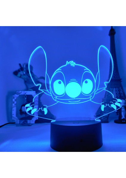 Lilo & Stitch Karikatür 7/16 Renk Yaratıcı 3D Lamba Anime Figürü LED Gece Lambası Dokunmatik Masa Lambası Süsleri Çocuk Oyuncakları Hediyeler (Yurt Dışından)