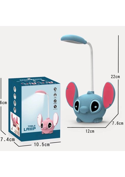 LED Lilo & Stitch Kalemtıraşlı Masa Lambası Katlanabilir Işık Sevimli Masa Küçük Kitap Lambası USB Şarjlı Işık Hediye (Yurt Dışından)