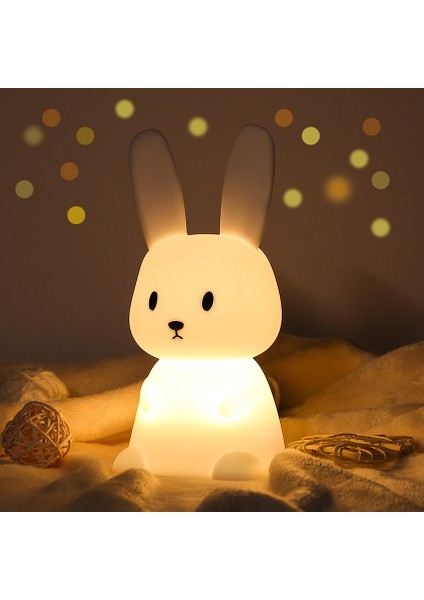 Çocuk Odası Için Gece Lambası Sevimli Tavşan Lambası Kreş Kız Erkek Çocuk Kawaii Odası Dekoru USB Silikon Tavşan Gece Lambası Için Hediyeler (Yurt Dışından)