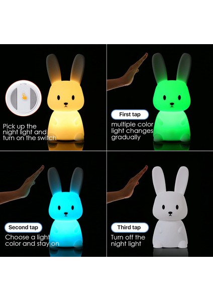Çocuk Odası Için Gece Lambası Sevimli Tavşan Lambası Kreş Kız Erkek Çocuk Kawaii Odası Dekoru USB Silikon Tavşan Gece Lambası Için Hediyeler (Yurt Dışından)