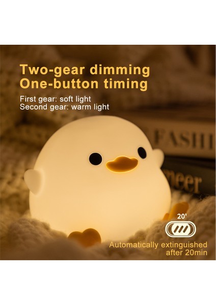 Çocuklar Için Ördek Silikon Gece Lambası Zamanlayıcı USB Karartma Dokunmatik Lamba Uyku Odası Karikatür Hayvan Dekor Hediye (Yurt Dışından) fırsatları