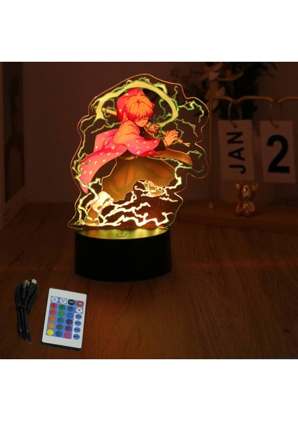 Anime Figürleri 3D Lamba Tanjirou Nezuko Zenitsu LED Gece Lambası Uzaktan Kumanda Akıllı Dokunmatik Lamba Oda Dekoru Doğum Günü Noel Hediyesi (Yurt Dışından)