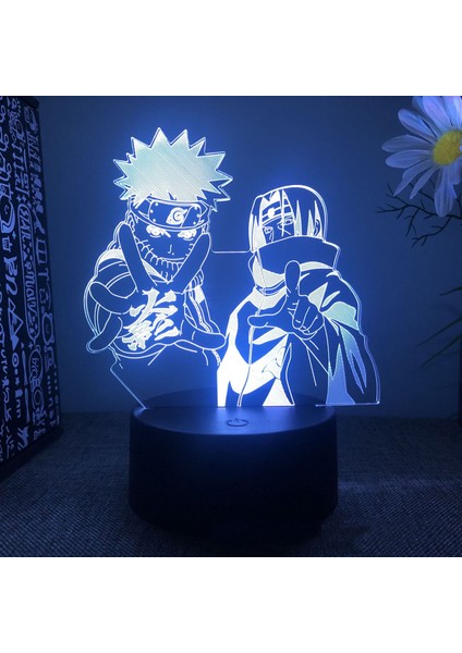 Anime Naruto Uzumaki LED Gece Lambası Oyuncaklar Akatsuki Kakashi Hatake Çocuk Yatak Odası Gece Lambası Itachi Uchiha 3D 7/16 Renk Lamba Dekor (Yurt Dışından)