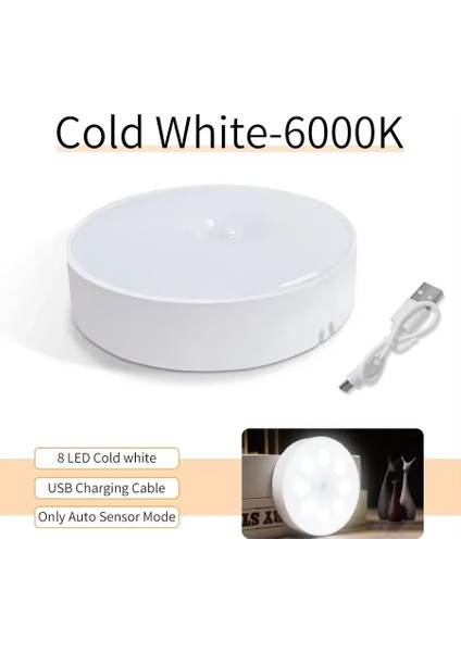 Adet Hareket Sensörlü LED Gece Lambası USB Gece Lambası Mutfak Dolabı Gardırop Lambası Merdiven Kablosuz Dolap Işığı (Yurt Dışından)