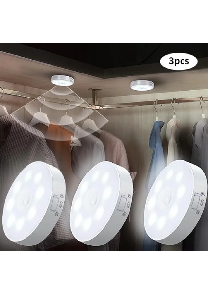 Adet Hareket Sensörlü LED Gece Lambası USB Gece Lambası Mutfak Dolabı Gardırop Lambası Merdiven Kablosuz Dolap Işığı (Yurt Dışından)