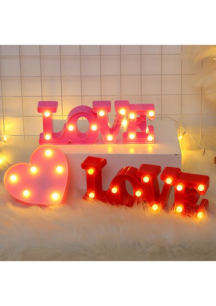 Aşk Kalp LED Lamba Düğün Parti Romantik Kırmızı Pembe Gece Lambası Süsü Doğum Günü Noel Ev Dekorasyonu Sevgililer Günü Hediyesi (Yurt Dışından)