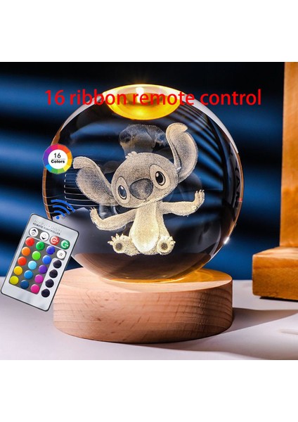 Sıcak 6cm 3D Kristal Top Dikiş 16 Renk Uzaktan Kumanda Edilebilir Kristal Gezegen Gece Lambası Lazer Oyma Çocuk Hediyeleri (Yurt Dışından)