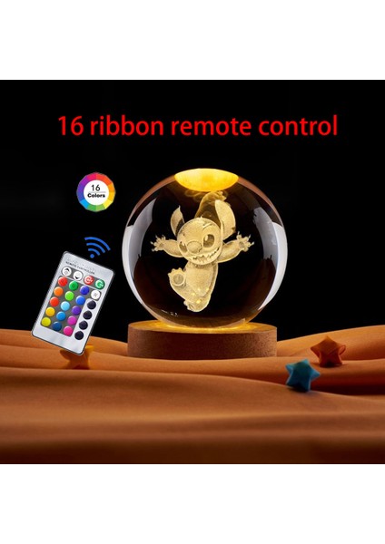 Sıcak 6cm 3D Kristal Top Dikiş 16 Renk Uzaktan Kumanda Edilebilir Kristal Gezegen Gece Lambası Lazer Oyma Çocuk Hediyeleri (Yurt Dışından)