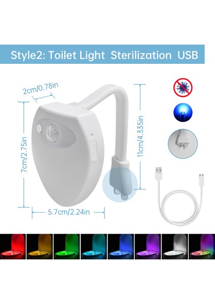 Hareket Sensörlü Tuvalet Gece Lambası Aktif LED 8 Renk Değiştiren Tuvalet Klozeti Banyo Su Musluğu Için Aydınlatmalı Gece Lambası (Yurt Dışından)