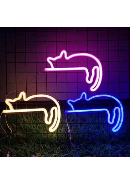 Duvar Dekoru Için Kedi Neon Tabelası LED Işıklı Tabela Dekor Evcil Hayvan Mağazası Hayvan Kulübü USB Oda Duvarı Ev Partisi Doğum Günü Hediyesi (Yurt Dışından)