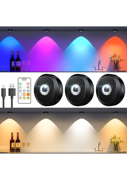 Wılled Gece Lambası 3'lü Uzaktan Kumandalı 1200MAH Puck Işığı Zamanlayıcılı Duvar Dolabı Dolabı Için Resim Işıklarına Yapış (Yurt Dışından)