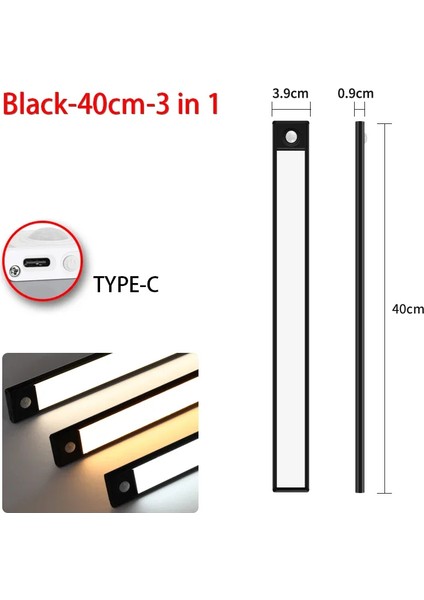 LED Gece Lambası Hareket Sensörü Kablosuz USB Dolap Gece Lambası Gardırop Lambası Mutfak Dolabı Yatak Odası Gardırop 20/30/40/60CM (Yurt Dışından)