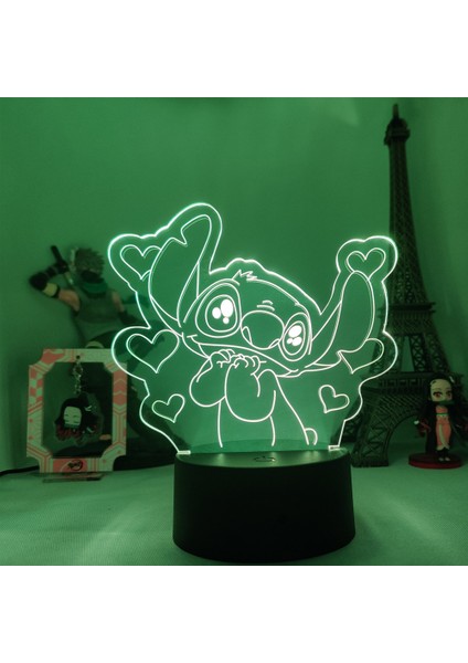 Lilo & Stitch Karikatür 7/16 Renk Yaratıcı 3D Lamba Anime Figürü LED Gece Lambası Dokunmatik Masa Lambası Süsleri Çocuk Oyuncakları Hediyeler (Yurt Dışından)