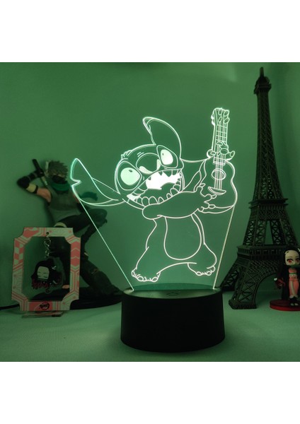 Lilo & Stitch Karikatür 7/16 Renk Yaratıcı 3D Lamba Anime Figürü LED Gece Lambası Dokunmatik Masa Lambası Süsleri Çocuk Oyuncakları Hediyeler (Yurt Dışından)
