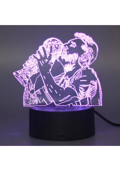 3D Illüzyon Gece Lambası Messi 7 Renk/16 Renk Degrade Dokunmatik Anahtar LED Gece Lambası Masa Lambası (Çatlak Beyaz) (Yurt Dışından)